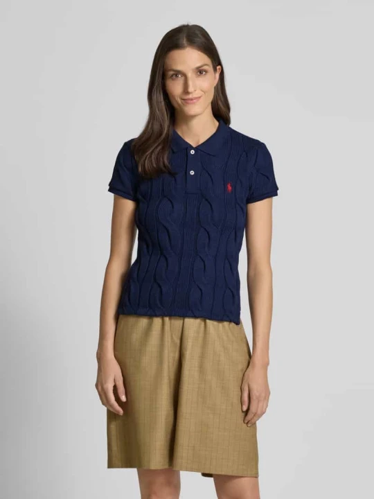 Zdjęcie produktu Koszulka polo o kroju regular fit ze ściegiem warkoczowym i wyhaftowanym logo Polo Ralph Lauren Granatowy