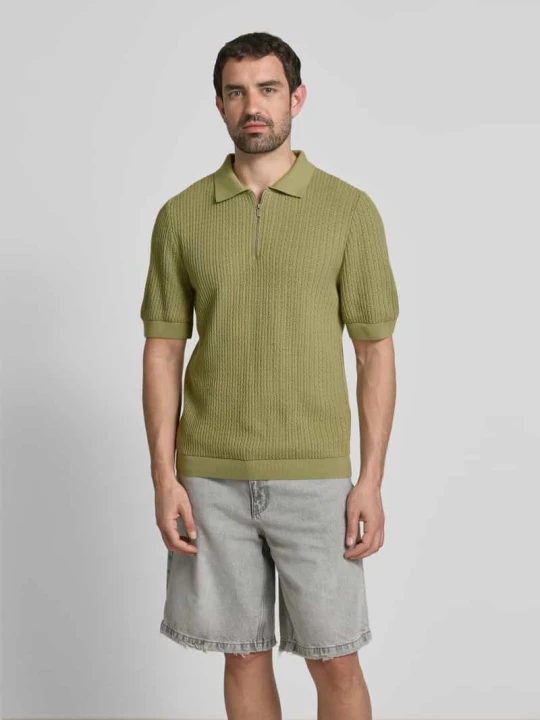 Zdjęcie produktu Koszulka polo o kroju regular fit ze ściegiem warkoczowym Jake*s Jasnozielony