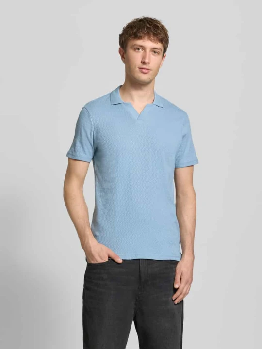 Zdjęcie produktu Koszulka polo o kroju regular fit ze strukturalnym wzorem model 'Heskild' Blend Jeansowy niebieski