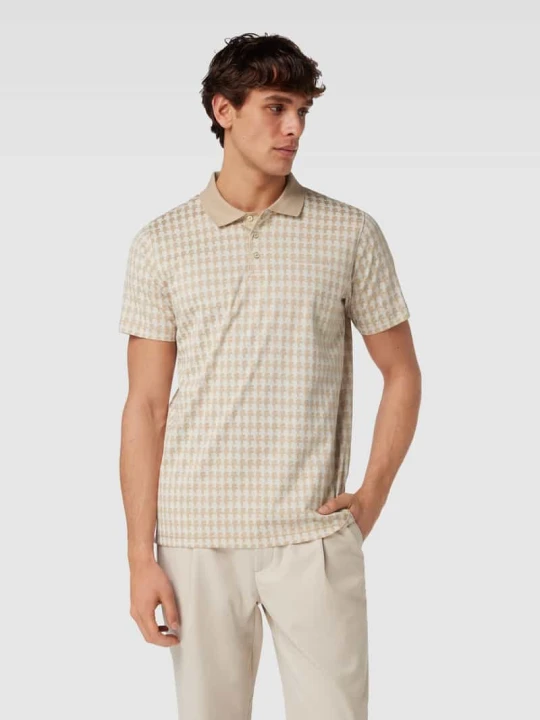 Zdjęcie produktu Koszulka polo o kroju regular fit ze wzorem na całej powierzchni KARL LAGERFELD Piaskowy