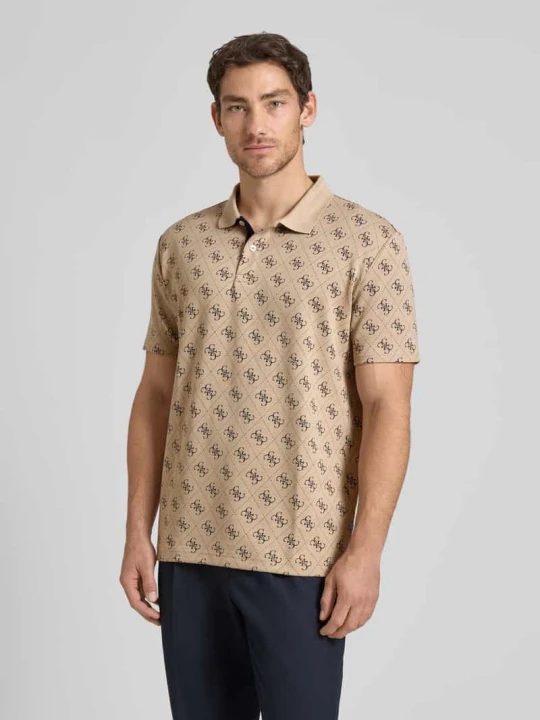 Zdjęcie produktu koszulka polo o kroju regular fit ze wzorem z logo Guess Beżowy
