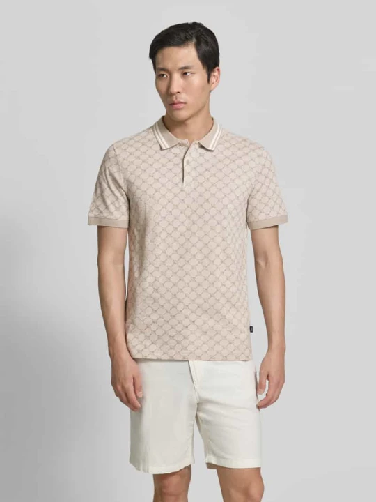 Zdjęcie produktu koszulka polo o kroju regular fit ze wzorem z logo model 'Jessino' JOOP! Beżowy
