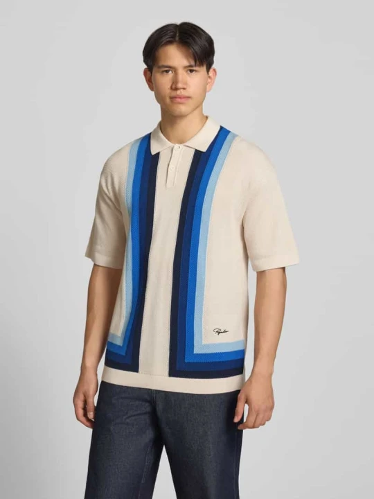 Zdjęcie produktu Koszulka polo o kroju relaxed fit w dzianinowym wyglądzie model 'Tellero' Pegador Złamany biały