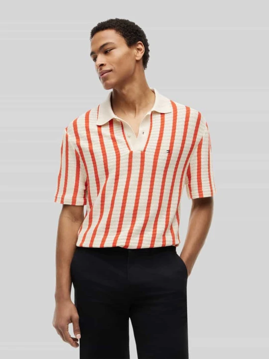 Zdjęcie produktu Koszulka polo o kroju relaxed fit z ażurową dzianiną Tommy Hilfiger Pomarańczowy
