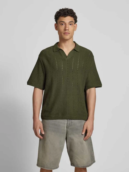 Zdjęcie produktu Koszulka polo o kroju relaxed fit z ażurowym wzorem model ‘PAROS’ Jack&Jones Oliwkowy