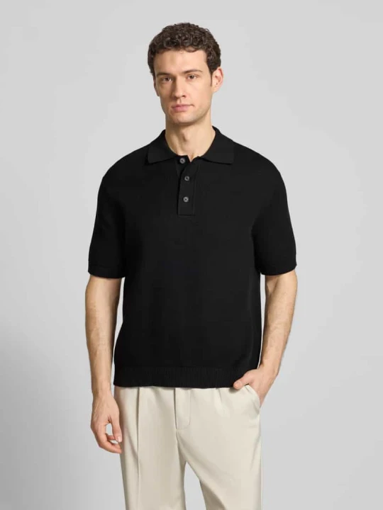 Zdjęcie produktu Koszulka polo o kroju relaxed fit z czystej bawełny model 'DANE' Selected Czarny
