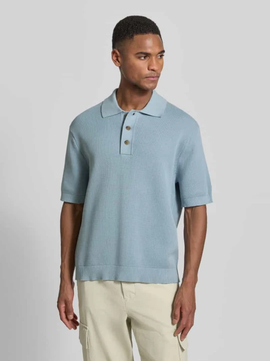 Zdjęcie produktu Koszulka polo o kroju relaxed fit z czystej bawełny model 'DANE' Selected Homme Jasnoniebieski