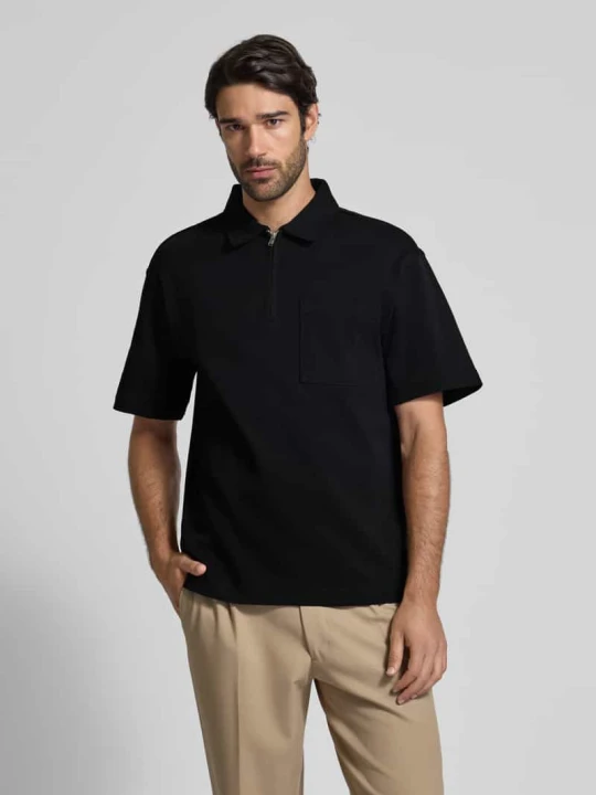 Zdjęcie produktu Koszulka polo o kroju relaxed fit z czystej bawełny model ‘RELAXEJEORGE’ Selected Homme Czarny
