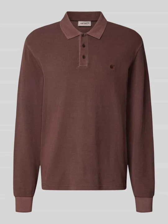 Zdjęcie produktu Koszulka polo o kroju relaxed fit z czystej bawełny z wyhaftowanym logo Carhartt WIP Ciemnoczerwony