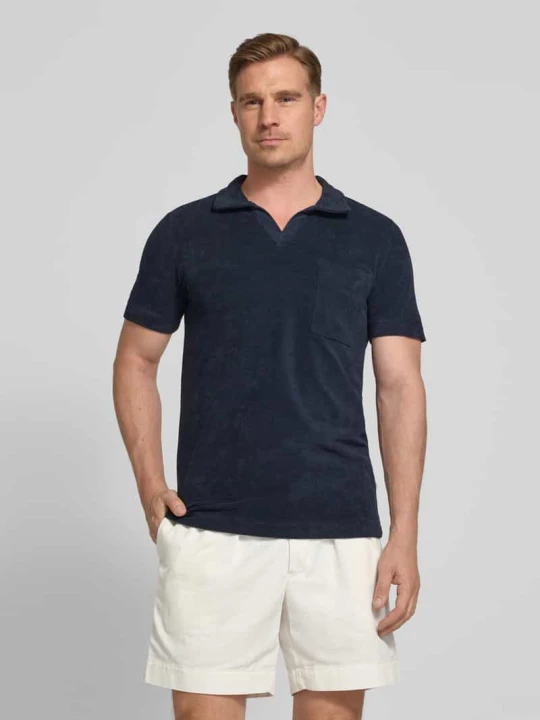 Zdjęcie produktu koszulka polo o kroju relaxed fit z dekoltem w serek lindbergh Ciemnoniebieski