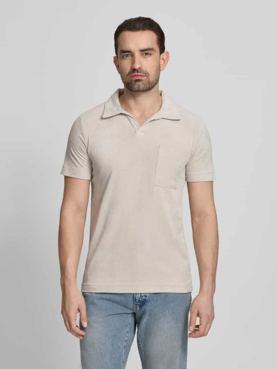 Zdjęcie produktu koszulka polo o kroju relaxed fit z dekoltem w serek lindbergh Jasnoszary
