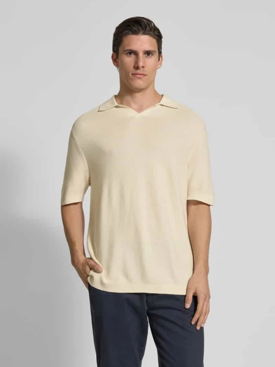 Zdjęcie produktu Koszulka polo o kroju relaxed fit z dekoltem w serek model ‘Eoin’ Tiger Of Sweden Écru