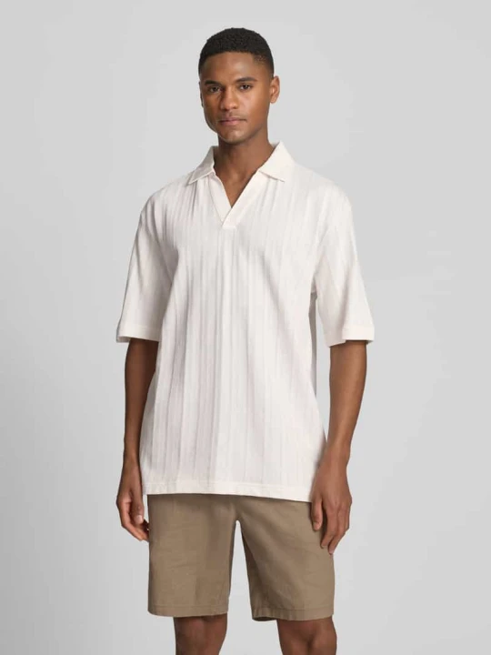 Zdjęcie produktu Koszulka polo o kroju relaxed fit z fakturowanym wzorem model 'DALIBO' Hugo Biały