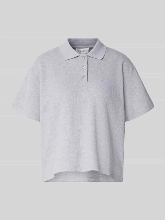 Zdjęcie produktu koszulka polo o kroju relaxed fit z fakturowanym wzorem model 'Noa' Oh April Średnioszary melanż