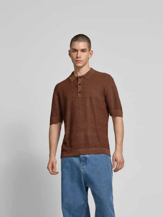 Zdjęcie produktu Koszulka polo o kroju relaxed fit z imitacji dzianiny Wood Wood Ciemnoniebieski