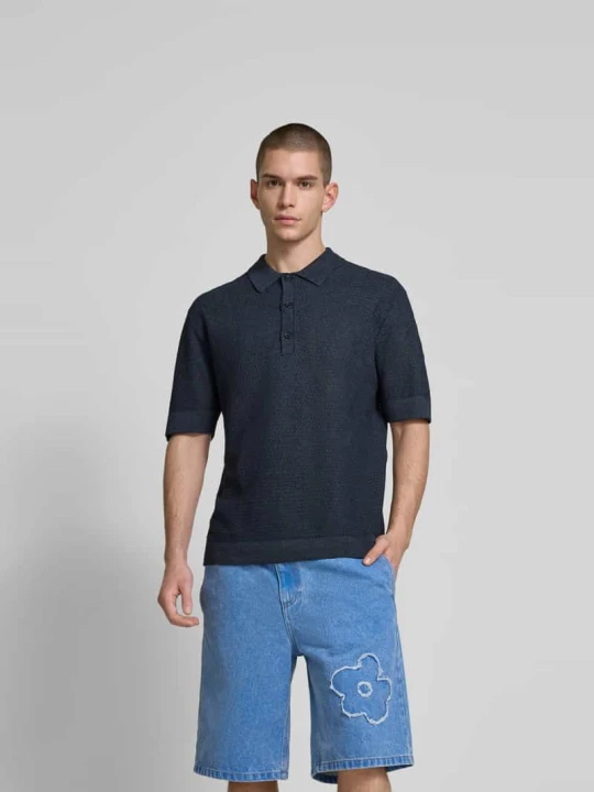 Zdjęcie produktu Koszulka polo o kroju relaxed fit z imitacji dzianiny Wood Wood Niebieski