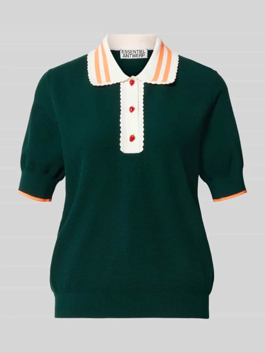Zdjęcie produktu Koszulka polo o kroju relaxed fit z mieszanka wiskozy model 'KONTRAST' Essentiel Antwerp Ciemnozielony
