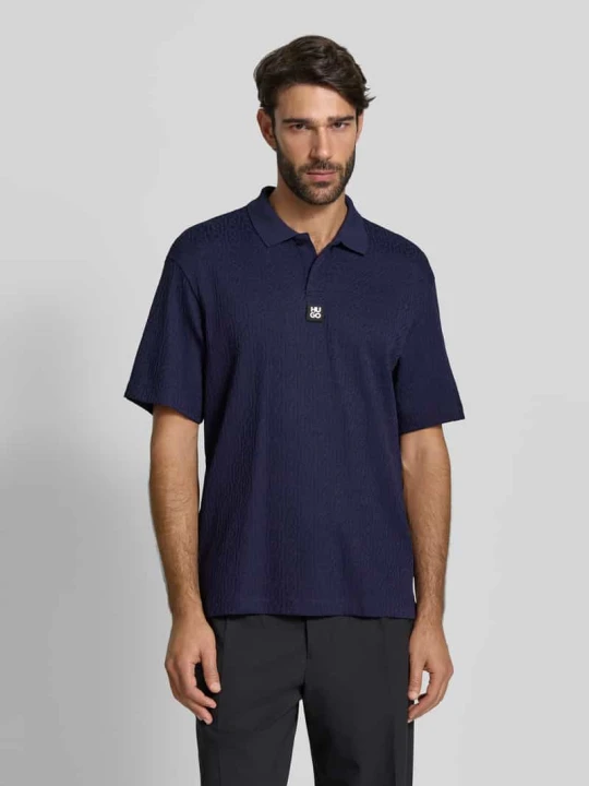 Zdjęcie produktu Koszulka polo o kroju relaxed fit z mieszanki wiskozy model ‘DALLOVO’ Hugo Granatowy