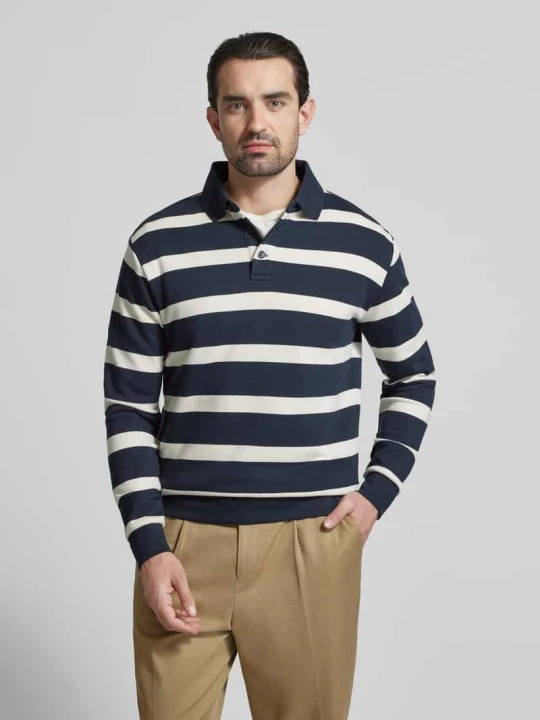 Zdjęcie produktu Koszulka polo o kroju relaxed fit z wzorem w paski lindbergh Granatowy