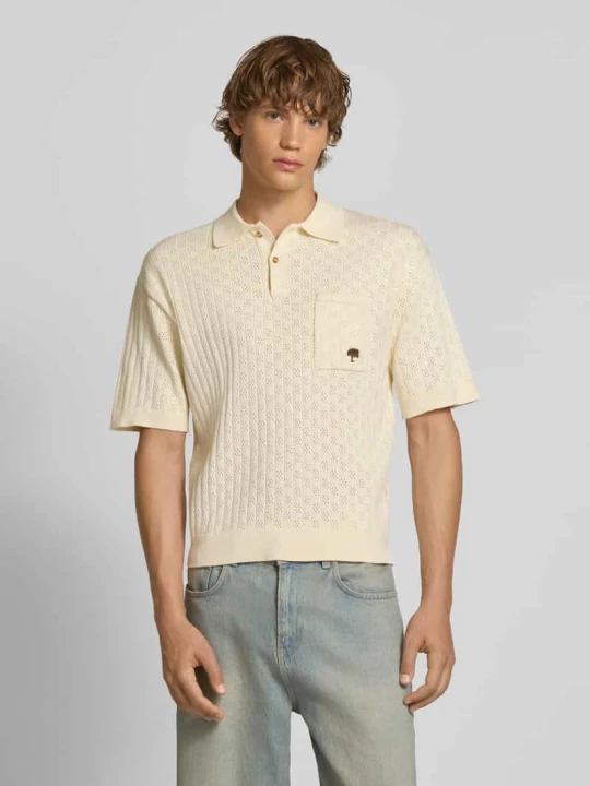 Zdjęcie produktu Koszulka polo o kroju relaxed fit ze wzorem pointelle BLKVIS Złamany biały
