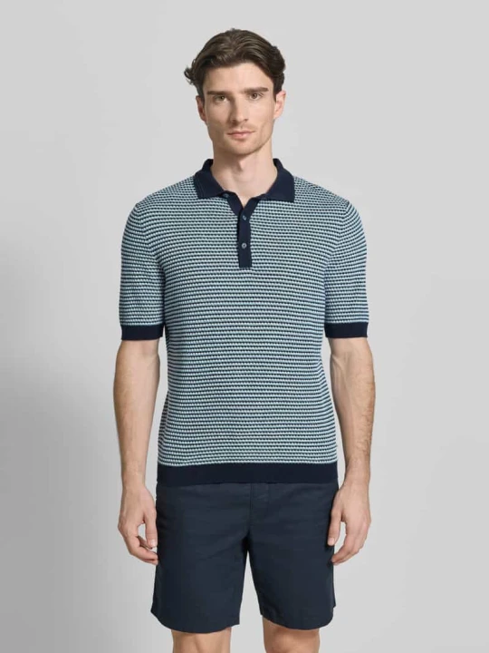 Zdjęcie produktu Koszulka polo o kroju slim fit w imitacji dzianiny z dodatkiem lnu BRAX Granatowy