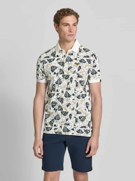 Zdjęcie produktu koszulka polo o kroju slim fit we wzorze na całej powierzchni PME Legend Złamany biały