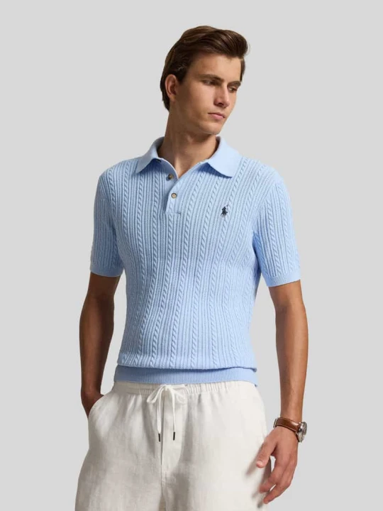 Zdjęcie produktu koszulka polo o kroju slim fit z bawełnianej dzianiny Polo Ralph Lauren Jasnoniebieski