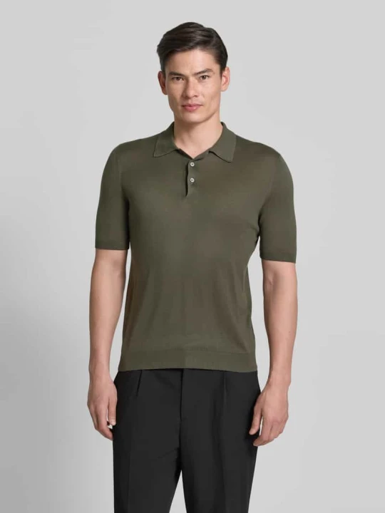 Zdjęcie produktu Koszulka polo o kroju slim fit z czystego jedwabiu Gran Sasso Oliwkowy
