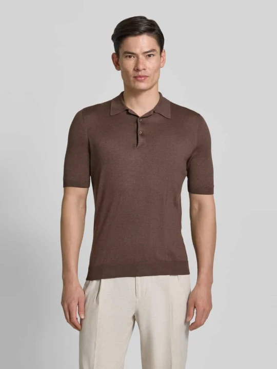 Zdjęcie produktu Koszulka polo o kroju slim fit z czystego jedwabiu Gran Sasso Średniobrązowy