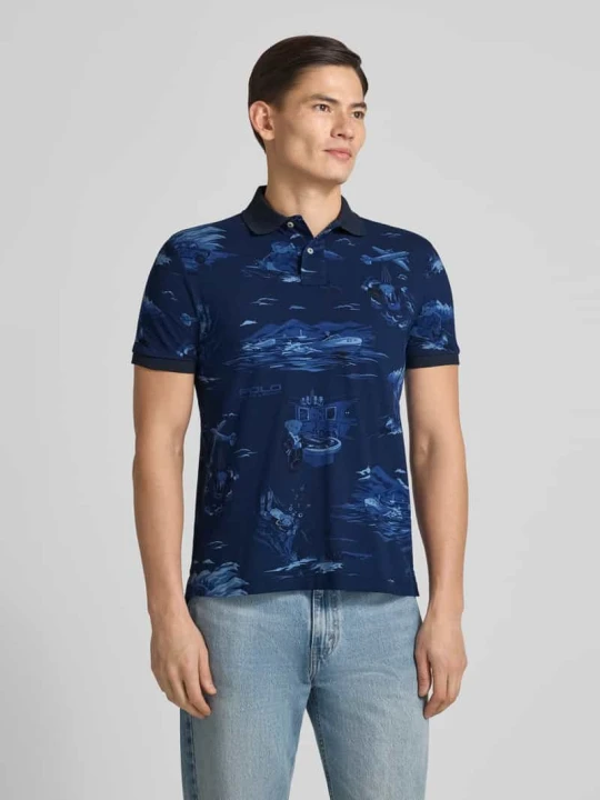 Zdjęcie produktu Koszulka polo o kroju slim fit z czystej bawełny Polo Ralph Lauren Ciemnoniebieski