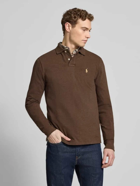 Zdjęcie produktu Koszulka polo o kroju slim fit z czystej bawełny Polo Ralph Lauren Ciemnobrązowy melanż