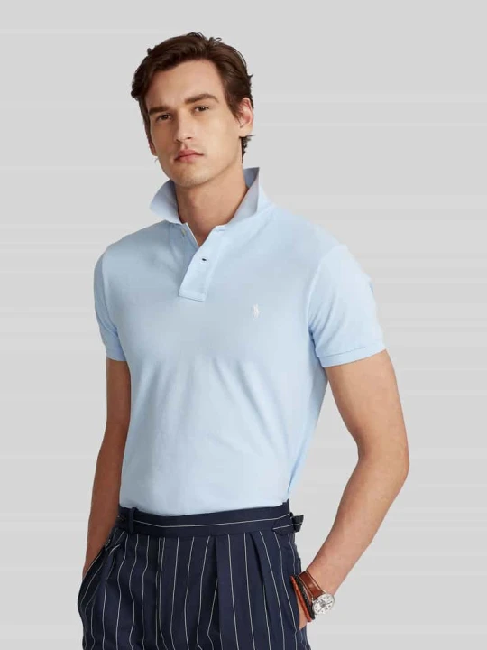 Zdjęcie produktu Koszulka polo o kroju slim fit z czystej bawełny Polo Ralph Lauren Jasnoniebieski