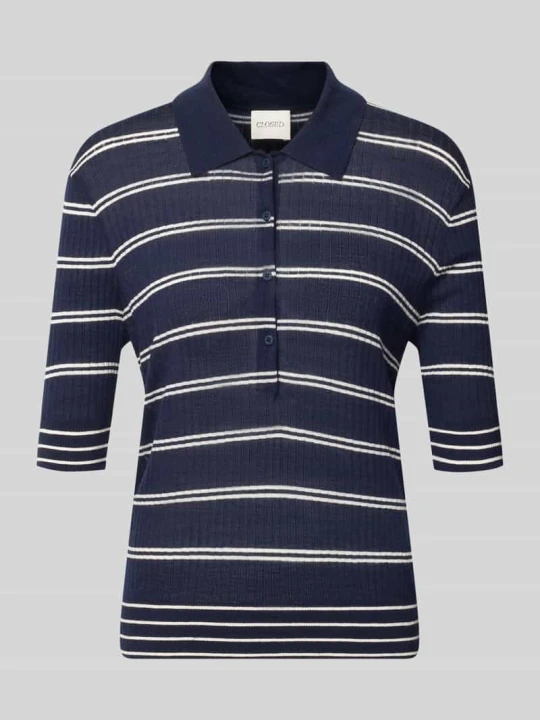 Zdjęcie produktu koszulka polo o kroju slim fit z czystej wełny Closed Granatowy