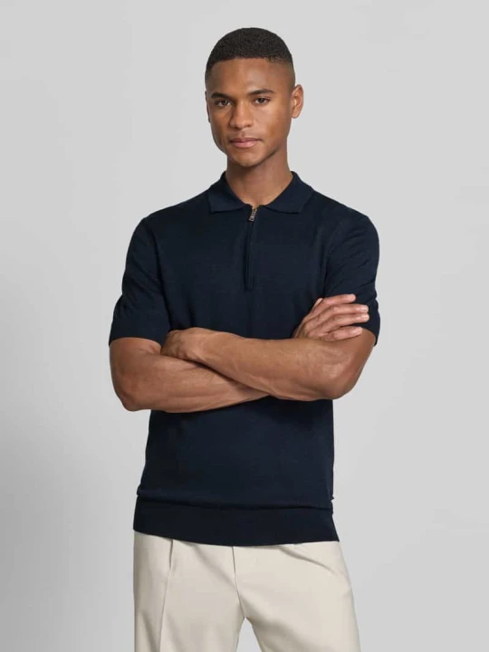 Zdjęcie produktu Koszulka polo o kroju slim fit z czystej wełny Matinique Ciemnoniebieski