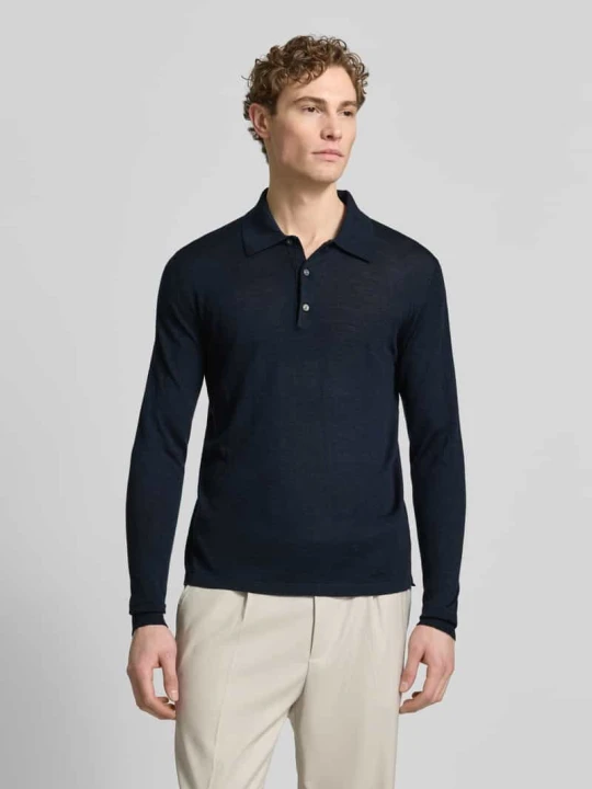 Zdjęcie produktu Koszulka polo o kroju slim fit z czystej wełny Model 'Eross' Tiger Of Sweden Ciemnoniebieski