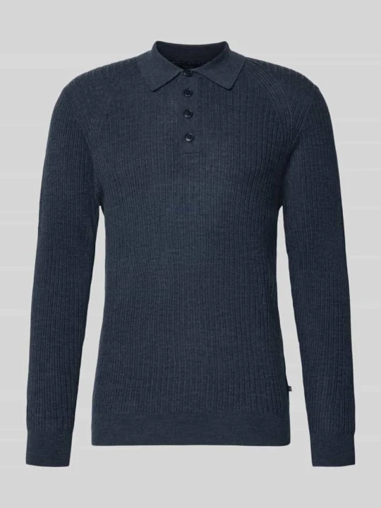 Zdjęcie produktu Koszulka polo o kroju slim fit z czystej wełny model 'Kerone' Matinique Oceaniczny