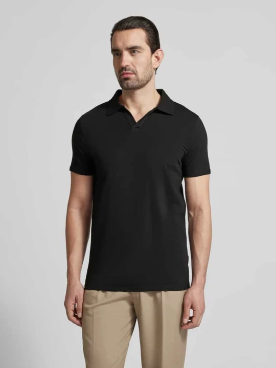 Zdjęcie produktu Koszulka polo o kroju slim fit z dekoltem w serek lindbergh Czarny