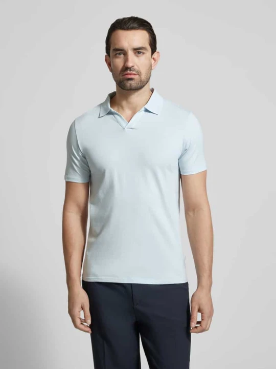 Zdjęcie produktu Koszulka polo o kroju slim fit z dekoltem w serek lindbergh Jasnoniebieski