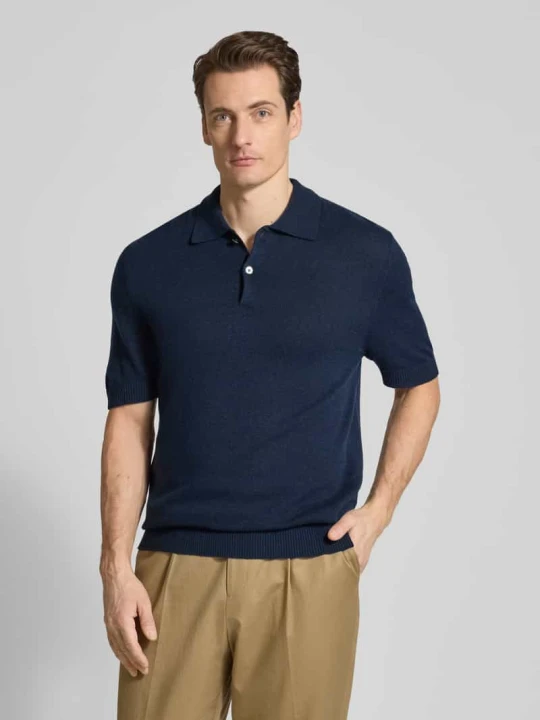 Zdjęcie produktu Koszulka polo o kroju slim fit z dodatkiem kaszmiru FTC Cashmere Granatowy