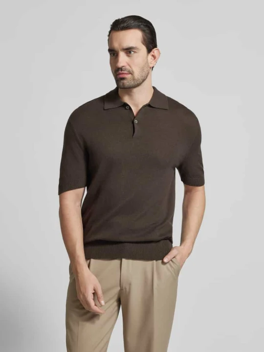 Zdjęcie produktu Koszulka polo o kroju slim fit z dodatkiem kaszmiru FTC Cashmere Ciemnobrązowy
