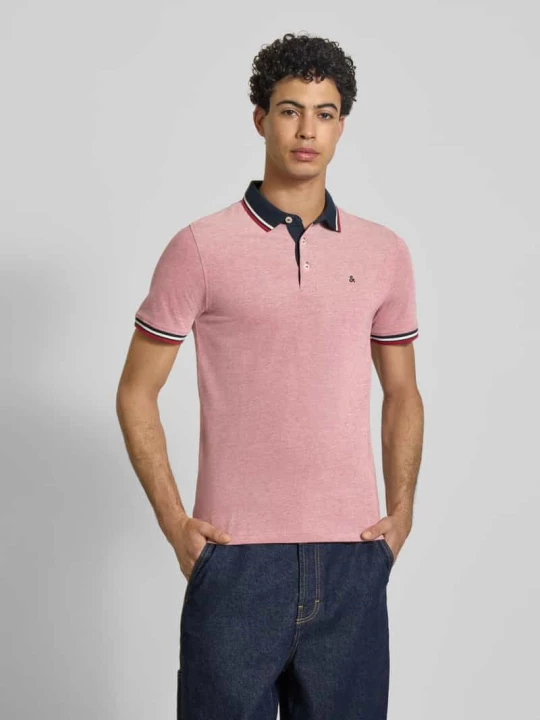 Zdjęcie produktu Koszulka polo o kroju slim fit z dodatkiem wiskozy Model 'Paulos' Jack&Jones Czerwony melanż