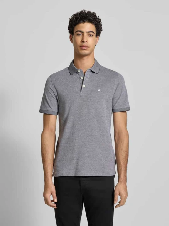 Zdjęcie produktu Koszulka polo o kroju slim fit z dodatkiem wiskozy Model 'Paulos' Jack&Jones Antracytowy
