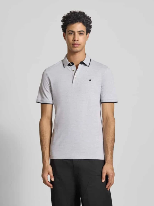 Zdjęcie produktu Koszulka polo o kroju slim fit z dodatkiem wiskozy Model 'Paulos' Jack&Jones Jasnoszary melanż