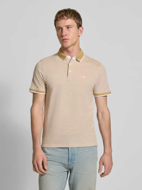 Zdjęcie produktu Koszulka polo o kroju slim fit z dodatkiem wiskozy Model 'Paulos' Jack&Jones Beżowy