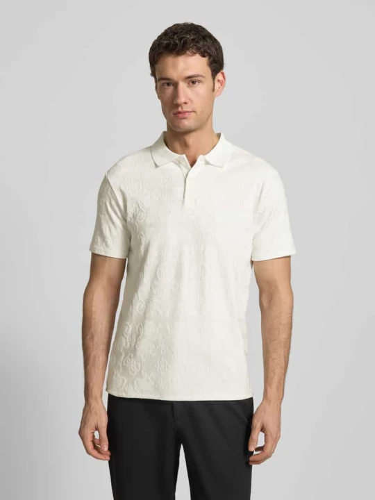 Zdjęcie produktu Polówka o kroju slim fit w tonalnym wzorze allover Guess Biały