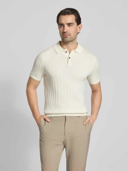 Zdjęcie produktu Koszulka polo o kroju slim fit o wyglądzie dzianiny Christian Berg Złamany biały