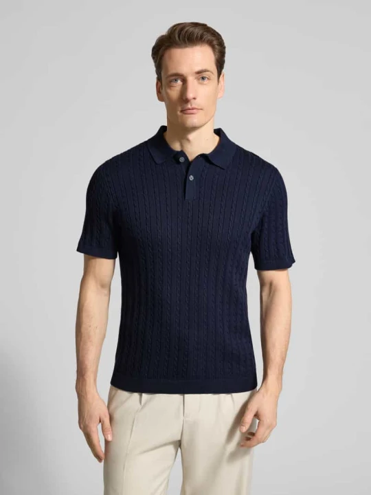 Zdjęcie produktu Koszulka polo o kroju slim fit o wyglądzie dzianiny Christian Berg Granatowy