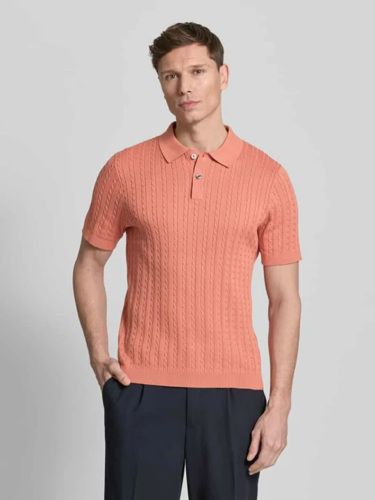 Zdjęcie produktu Koszulka polo o kroju slim fit o wyglądzie dzianiny Christian Berg Łososiowy