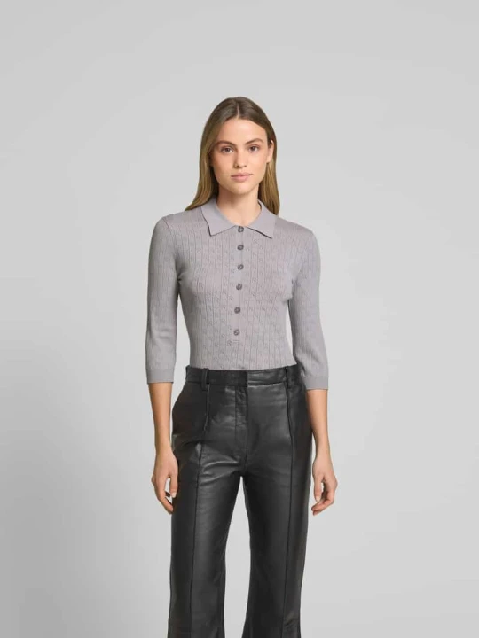 Zdjęcie produktu Koszulka polo o kroju slim fit z efektem dzianiny ROTATE Jasnoszary