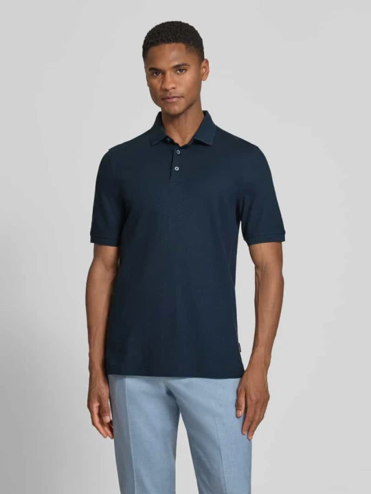 Zdjęcie produktu Koszulka polo o kroju slim fit z fakturowanym wzorem Bugatti Granatowy